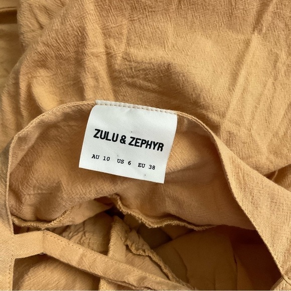 Zulu & Zephyr Ecliptic Cotton Midi Dress Marigold Yellow Sz 6 - Picture 7 of 7